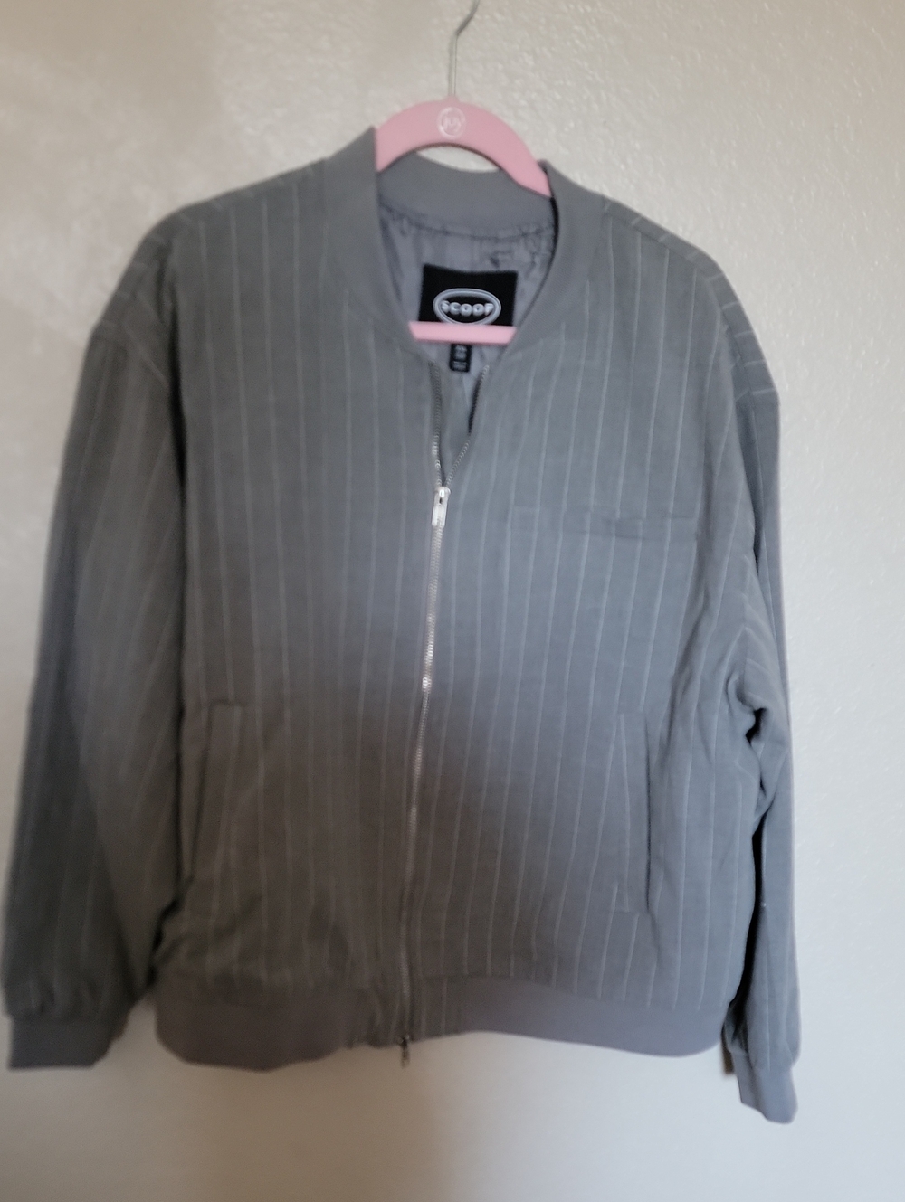 Men’s Grey Pinstripe Bomber Jacket